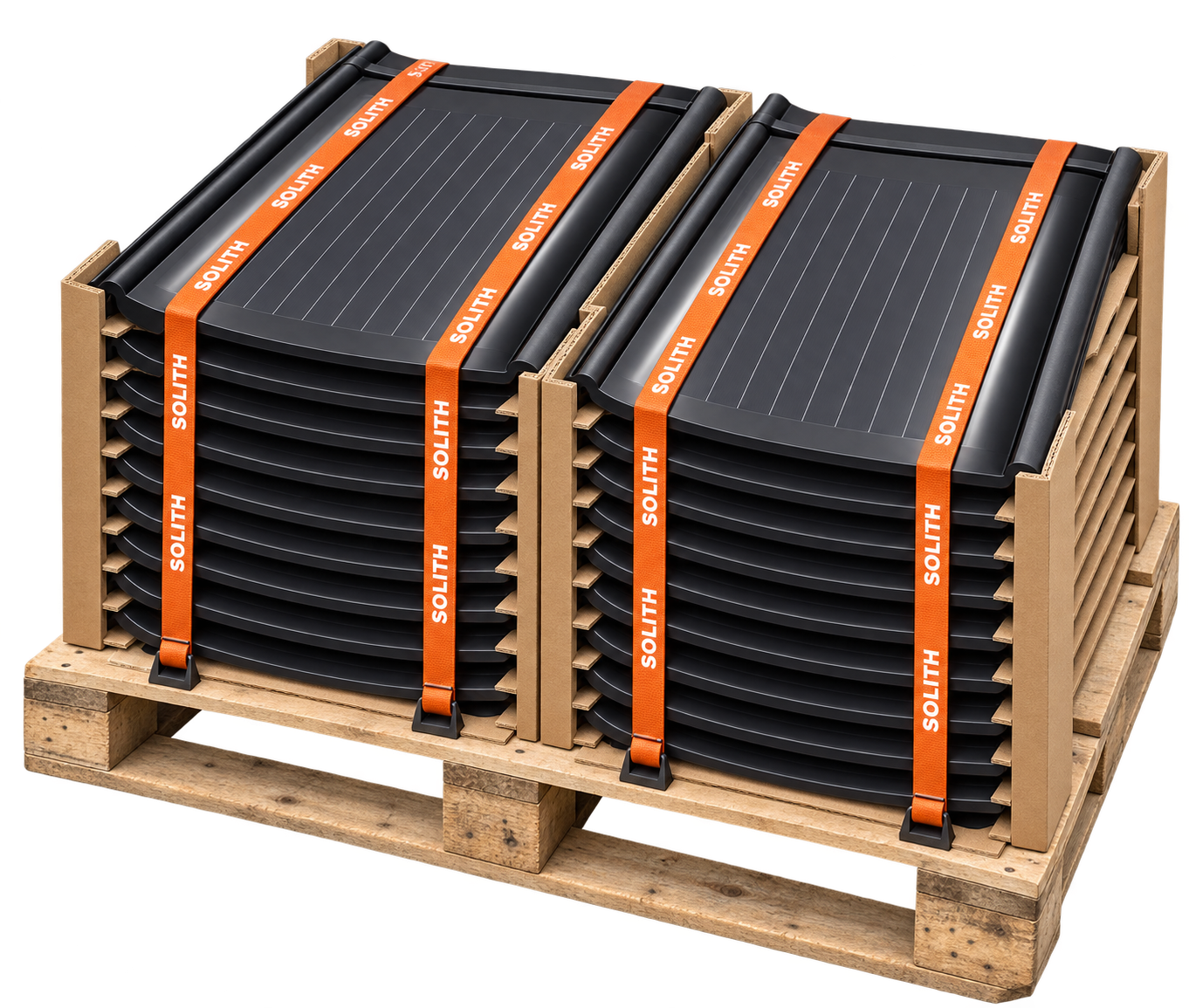 Palé de Teja solar curva con cintas Solith