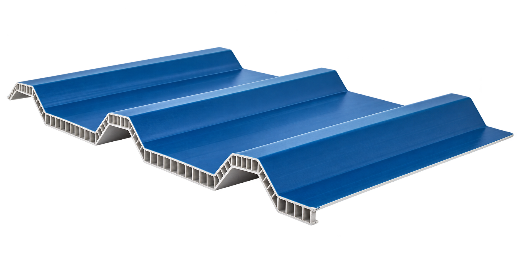 Visualización conceptual aislada del panel teja con acabado azul